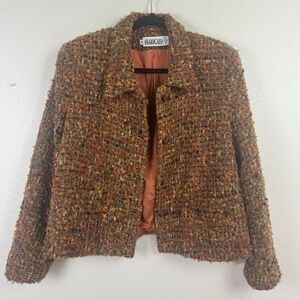 Vintage Tailored By Harlan Preppy Tweed Blazer Jacket Orange Multicolor M/L